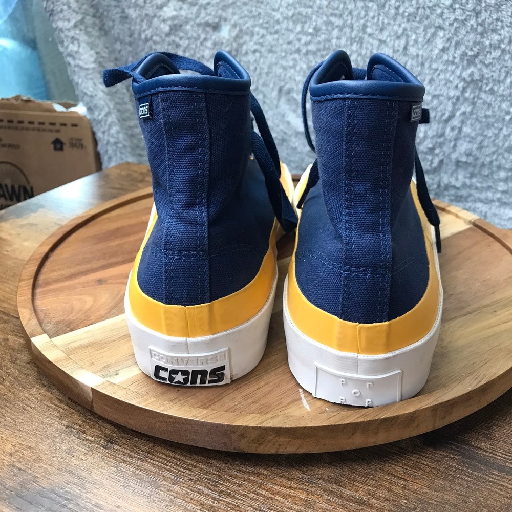 Converse Pop Trading Company Jack Purcell Hi Top Sneakers Mens 10.5 Blue Yellow - Picture 8 of 14